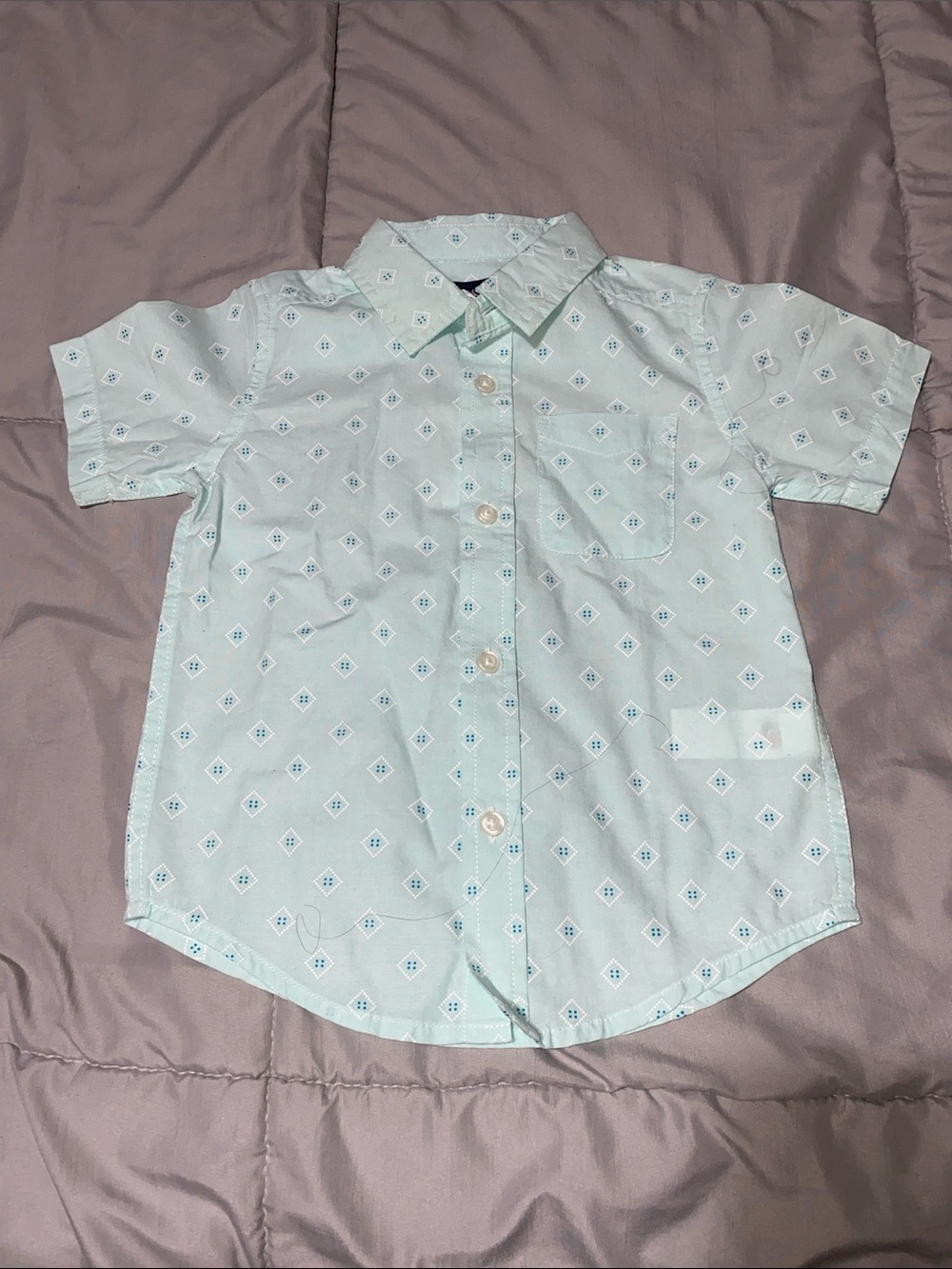 The Children's Place Light Blue Diamond-Print Button Down Shirt